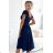 425-8 MATILDE Dress with a neckline and short sleeves - navy blue with glitter