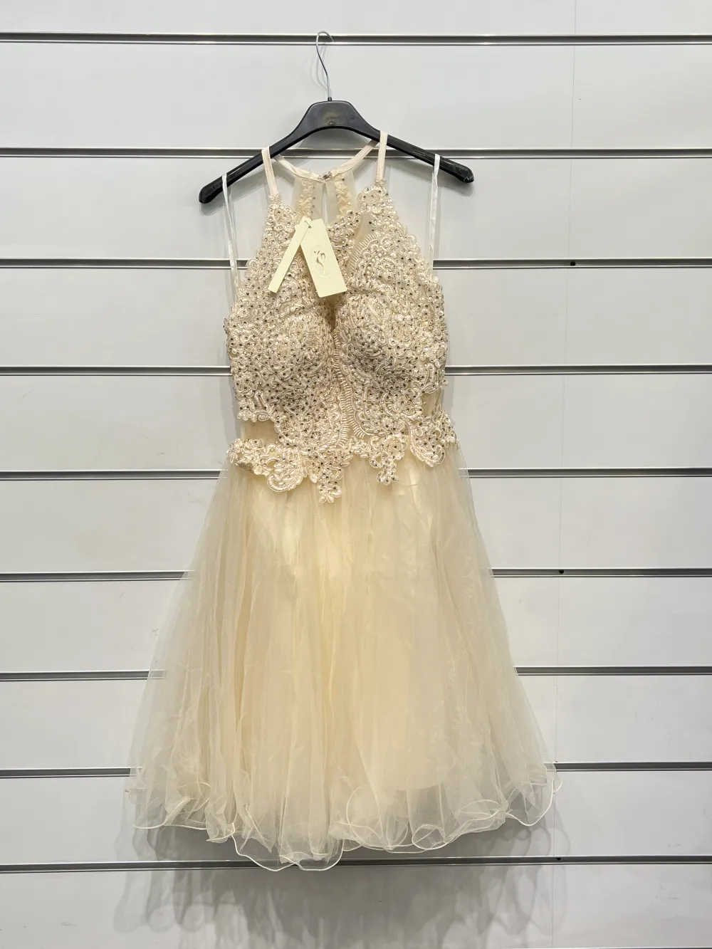 Women's Sleeveless Short Party Dress (S/M ONE SIZE) ITALIAN FASHION IMPSH24C18806A Yellow S/M