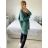 Women's Long Sleeve Alpaca Coat (S/M/L ONE SIZE) ITALIAN FASHION IMWCW23010 M / L Green