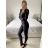 Women's Long Elegant Long Sleeve Jumpsuit (S/M ONE SIZE) ITALIAN FASHION IMWA23289 black S/M