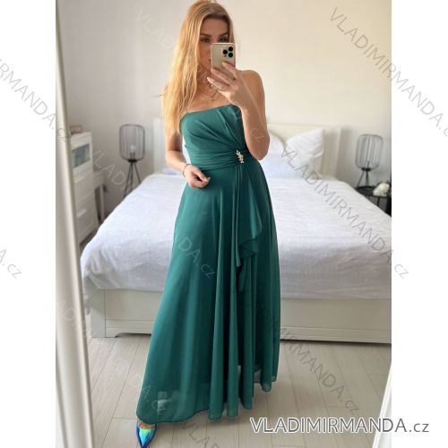 Women's Long Elegant Chiffon Sleeveless Dress (S/M ONE SIZE) ITALIAN FASHION IM423265