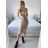 Women's Long Sleeve Knitted Dress (S/M ONE SIZE) ITALIAN FASHION IMWAK23CL5019 -   hnědá camel -   S / M