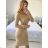 Women's Long Sleeve Knitted Dress (S/M ONE SIZE) ITALIAN FASHION IMWAK23CL5019 -   hnědá camel -   S / M