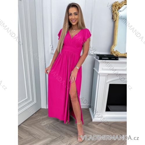 Women's Long Summer Short Sleeve Dress (S/M ONE SIZE) ITALIAN FASHION IMD23430