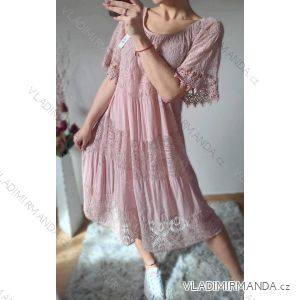 Summer dress with bare shoulders short sleeve lace women (uni m / l) ITALIAN MODE IMD20304