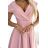 348-9 SCARLETT flared dress with a neckline - powder pink