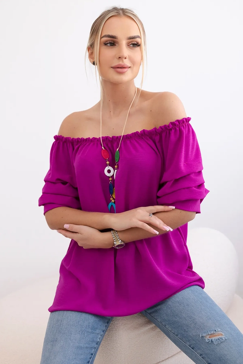 Spanish blouse with decorative sleeves, dark purple