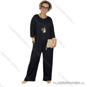 Long Jumpsuit with Pendant 3/4 Long Sleeve Women's Plus Size (50-58) ITALIAN FASHION IMWEC24016