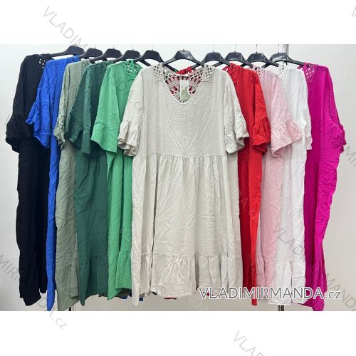 Women's Plus Size Short Sleeve Dress (44/46/48 ONE SIZE) ITALIAN FASHION IM424282