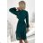 538-2 MILA Chiffon midi dress with long sleeves and neckline - green