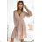538-1 MILA Chiffon midi dress with long sleeves and neckline - beige