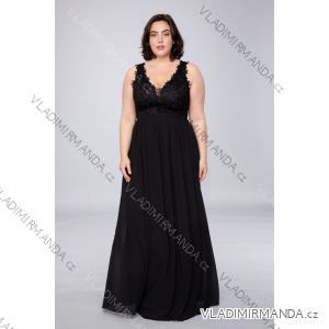 Women's Plus Size (42-48) Long Elegant Party Dress With Wide Straps FRENCH FASHION FMPEL23ROBELAETITIAQS