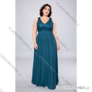 Women's Plus Size (42-48) Long Elegant Party Dress With Wide Straps FRENCH FASHION FMPEL23ROBELAETITIAQS
