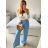 Women's Long Sleeve Knitted Turtleneck Sweater (S/M ONE SIZE) ITALIAN FASHION IM323001 -   Light blue -   M / L