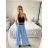Women's Long Leather Pants (S/M ONE SIZE) ITALIAN FASHION IMWAD234126 -   Light blue -   S / M
