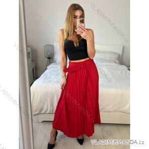 Women's Mid-Length Belted Pleated Skirt (S/M ONE SIZE) ITALIAN FASHION IMM23M23123