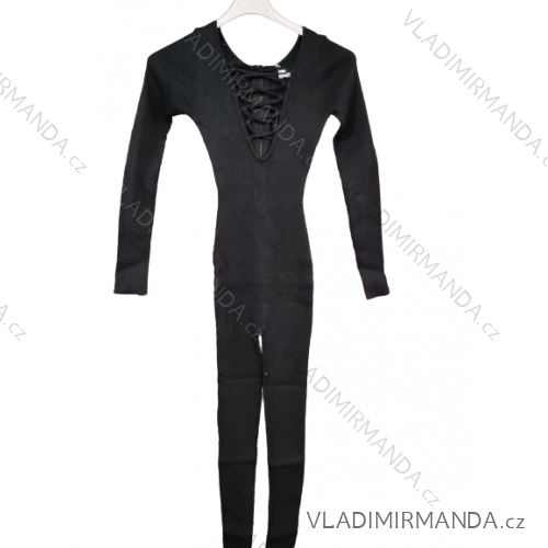 Women's Long Elegant Long Sleeve Jumpsuit (S/M ONE SIZE) ITALIAN FASHION IMWA23289 -   black -   S / M