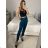 Women's long leather pants (S/M ONE SIZE) ITALIAN FASHION IMPLI2312199 -   modrá petrolejová -   S / M