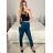 Women's long leather pants (S/M ONE SIZE) ITALIAN FASHION IMPLI2312199 -   modrá petrolejová -   S / M