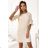 217-10 NEVA Trapezoidal dress with flared sleeves - beige color with glitter