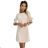 217-10 NEVA Trapezoidal dress with flared sleeves - beige color with glitter