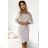 209-11 Dress with long sleeves and a wide tied belt - beige