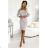 209-11 Dress with long sleeves and a wide tied belt - beige
