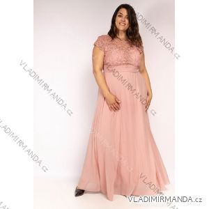 Dress Long Elegant Party Short Sleeve Women's Plus Size (42-48) FRENCH FASHION FMPEL23CASSILIAQS