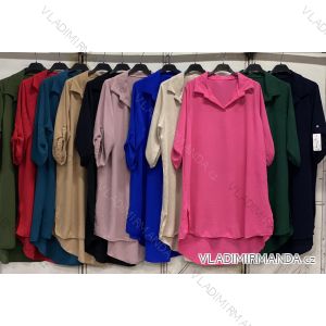 Tunic Shirt Extended 3/4 Long Sleeve Women Plus Size (2XL/3XL/4XL ONE SIZE) ITALIAN FASHION IMC24033