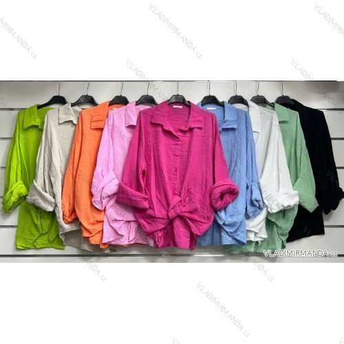 Women's oversized cotton long sleeve shirt (S / M ONE SIZE) ITALIAN FASHION IMWM221600