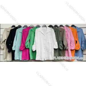Women's oversized cotton long sleeve shirt (S / M ONE SIZE) ITALIAN FASHION IMWM221600