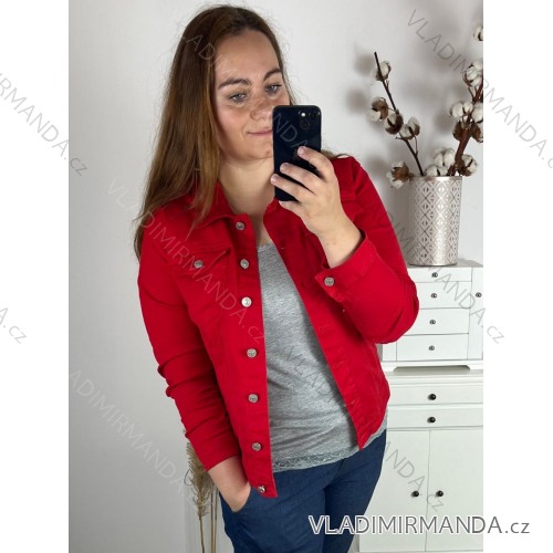 Women's short denim jacket (L-4XL) MOON GIRL MOON23GY9701B red 2XL
