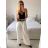 Women's Long Leather Pants (S/M ONE SIZE) ITALIAN FASHION IMWAD234126 -   Light blue -   S / M