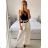 Women's Long Leather Pants (S/M ONE SIZE) ITALIAN FASHION IMWAD234126 -   Light blue -   S / M
