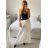 Women's Long Leather Pants (S/M ONE SIZE) ITALIAN FASHION IMWAD234126 -   beige -   M / L