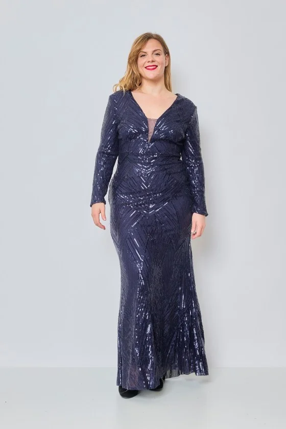 Dress Long Elegant Party Long Sleeve Women's Plus Size (44-50) FRENCH FASHION FMPEL23CECILEQS