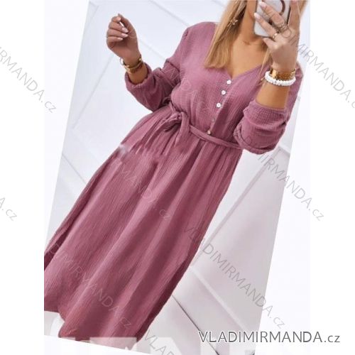 Women's Long Sleeve Hoodie Dress (S / M ONE SIZE) ITALIAN FASHION IMWA216095