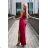 483-5 DIANE satin long dress with a leg slit - raspberry color