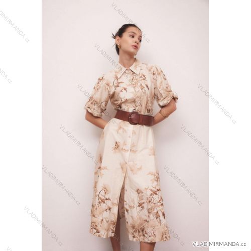 Elegant Shirt Dress With Belt 3/4 Long Sleeve Ladies (S/M ONE SIZE) ITALIAN FASHION IMM24M3457
