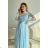 Women's Plus Size (42-46) Long Elegant Party Sleeveless Dress POLISH FASHION PMLBC23265-10 -   Light blue -   44