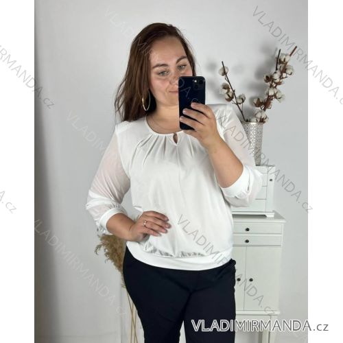 Women's short sleeve dress oversized (L-3XL) POLISH FASHION PMF20014 -   white -   2XL