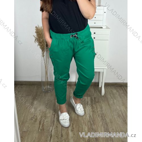 Women's Plus Size Stretch Pants (54/56/58 ONE SIZE) ITALIAN FASHION IM424101 44/46 Green