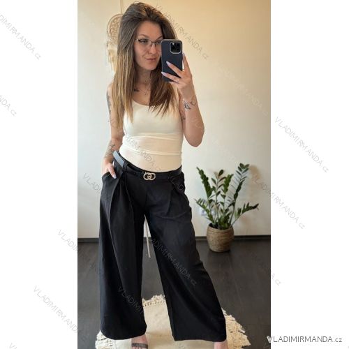 Women's Elegant Oversize Long Pants With Belt (S/M/L ONE SIZE) ITALIAN FASHION IMC24194