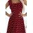 241-3 STELLA cotton dress with a diamond neckline - burgundy with polka dots