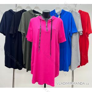 Long Sleeve Hooded Short Sleeve Women Plus Size Tunic (52/54/56 ONE SIZE) ITALIAN FASHION IM424359