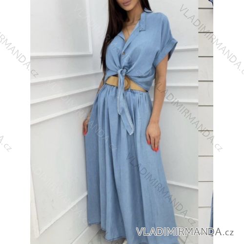 Women's Long Chiffon Short Sleeve Dress (S/M ONE SIZE) ITALIAN FASHION IMWGM23456