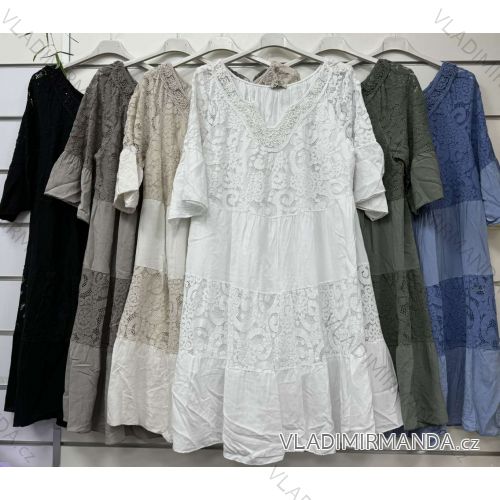 Women's Lace Boho Carmen Off Shoulder Dress (46/50ONE SIZE) ITALIAN FASHION IMBM24065