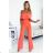 444-1 Jumpsuit with a frill and bare shoulders - peach