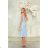 Women's Long Elegant Dress with Wide Straps (SL) FRENCH FASHION FMPEL23VELVET Light blue 44