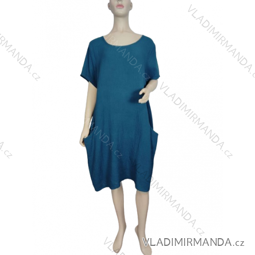 Women's Plus Size Casual Oversize Short Sleeve Dress (XL/2XL/3XL ONE SIZE) ITALIAN FASHION IM723MUSE/DU